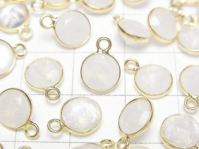 高品質彩虹月光石 AA++ 包鑲圓刻面 8x8mm 18KGP 3顆