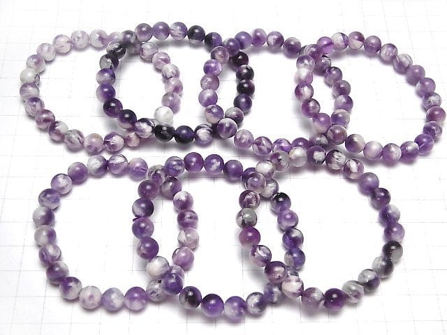 Lila Engel Feder Fluorit Rund 8mm Armband