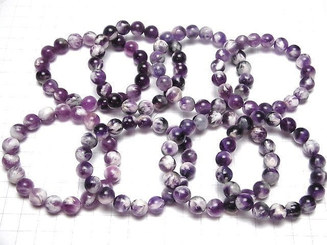 Lila Engel Feder Fluorit Rund 10mm Armband
