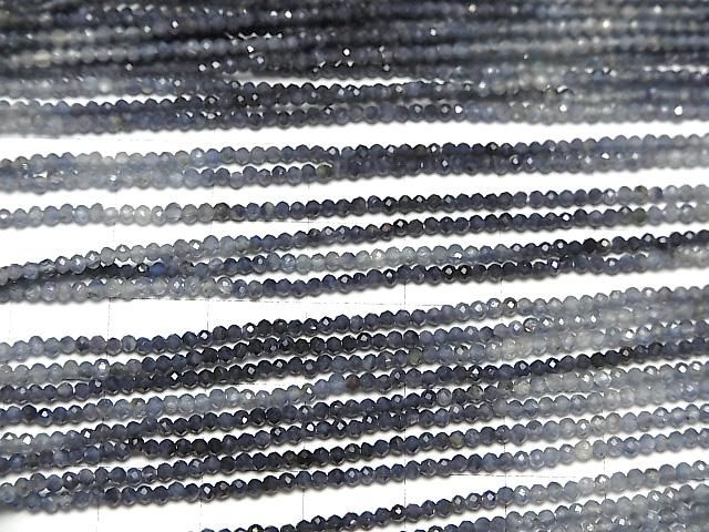 Hochwertiger! Blauer Saphir AA++ facettierter Rund 2mm halb oder 1Strang Perlen (ca. 13 Zoll/31 cm)
