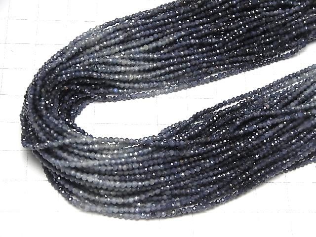 Hochwertiger! Blauer Saphir AA++ facettierter Rund 2mm halb oder 1Strang Perlen (ca. 13 Zoll/31 cm)