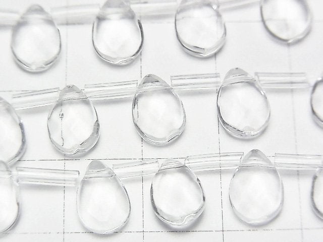 AAA級水晶梨形刻面水滴珠 10x7毫米 1/4或1串珠子(約15英寸/37厘米)