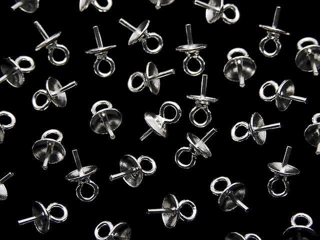 Silver 925 Screw Eye Pins, No Coating, 4pcs