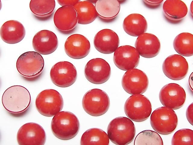 Roter Koralle (gefärbt) runde Cabochon 8x8mm 4 Stück