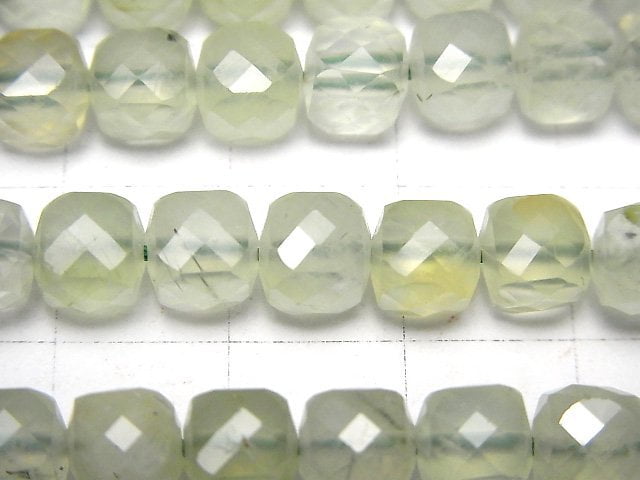 高品質!葡萄石 AAA 級 - 立方體形狀 6x6x6 公釐 半串或 1 串珠子 (約 15 英吋/37 公分)