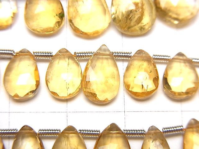 High Quality Citrine AA++ Pear shape Faceted Briolette half or 1strand beads (aprx.7inch/18cm)