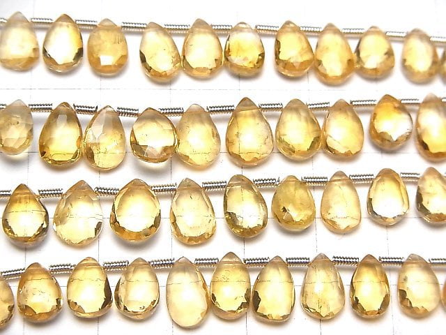 High Quality Citrine AA++ Pear shape Faceted Briolette half or 1strand beads (aprx.7inch/18cm)