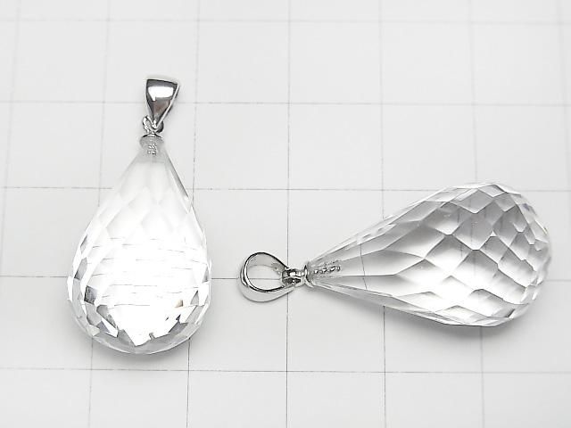 High Quality Crystal AAA Faceted Drop Pendant 25x15x15mm Silver925 1pc