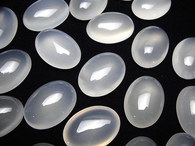 Weißer Chalcedon AAA ovaler Cabochon 25x18mm 1 Stück