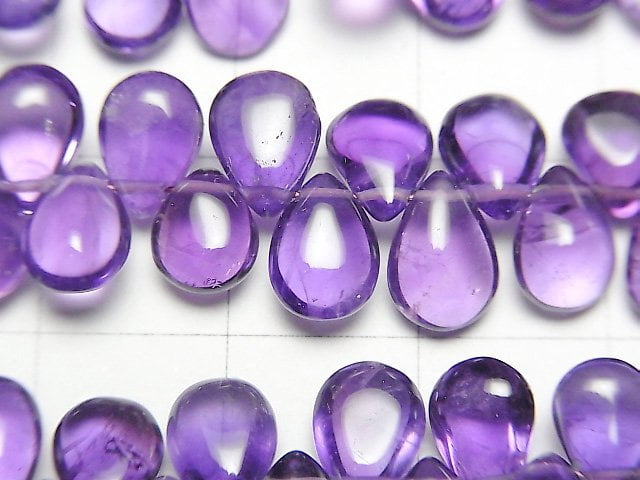 高品質紫水晶 AAA 梨形(光滑)1 串珠子(約 7 英寸/18 公分)
