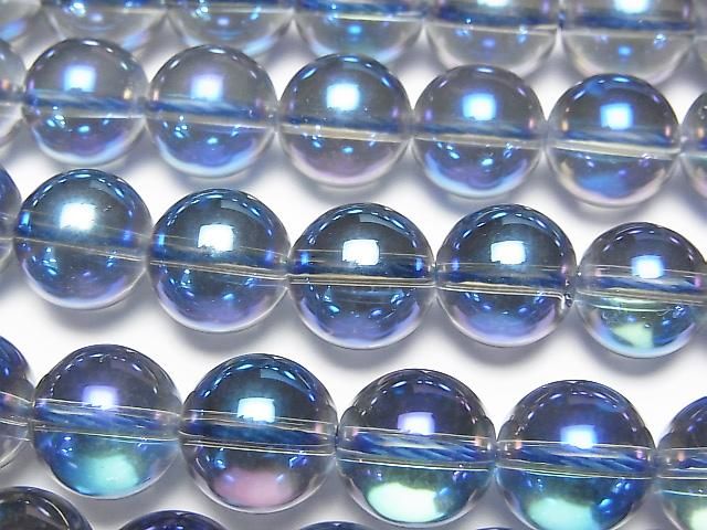 藍光閃耀水晶圓珠 10毫米 半串或1串(約15英吋/37厘米)