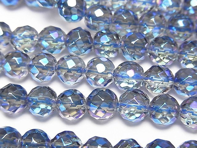 藍光水晶 64切面圓珠 6mm 半串或一串珠子 (約15英吋/37公分)