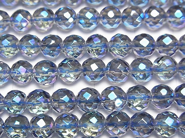 藍光水晶 64切面圓珠 6mm 半串或一串珠子 (約15英吋/37公分)