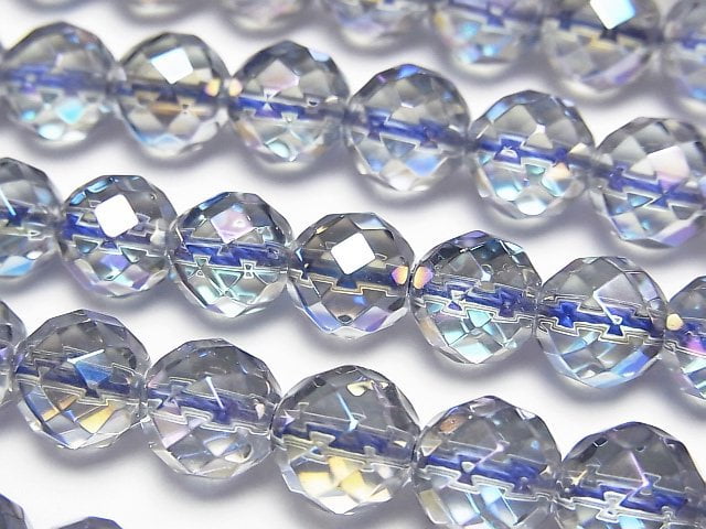 藍光水晶 64刻面圓珠 8毫米 1/4或1串珠子(約15英吋/37公分)
