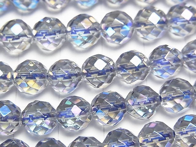 藍光水晶 64刻面圓珠 8毫米 1/4或1串珠子(約15英吋/37公分)