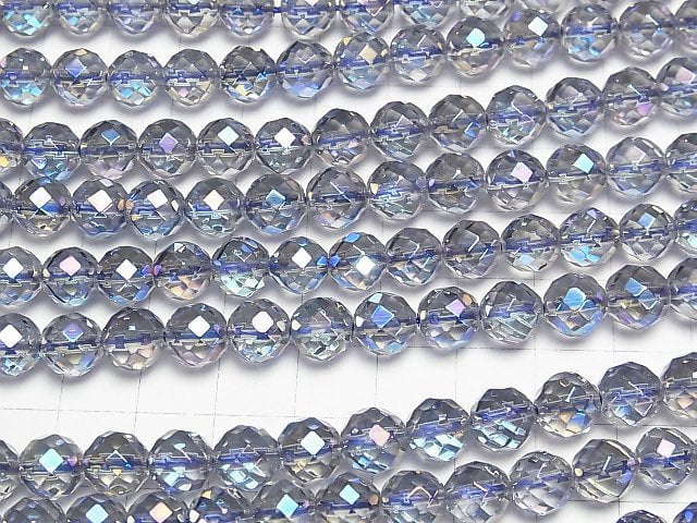 Blaue Blitz-Kristall 64-facettierte Runde 8mm 1/4 oder 1Strang Perlen (ca. 15 Zoll/37 cm)