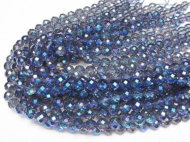 Blaue Blitz-Kristall 64-facettierte Runde 10mm 1/4 oder 1Strang Perlen (ca. 15 Zoll/37 cm)