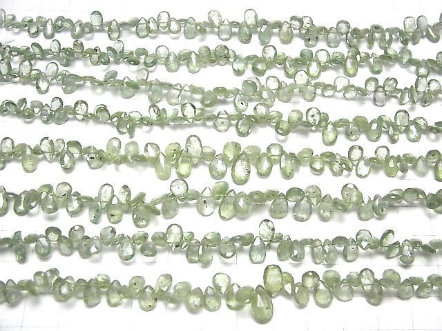 Hochwertiger grüner Kyanit AA++ Birnenform Facettiert Briolette halb oder 1strang Perlen (ca. 7inch/18cm)