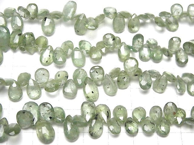 Hochwertiger grüner Kyanit AA++ Birnenform Facettiert Briolette halb oder 1strang Perlen (ca. 7inch/18cm)