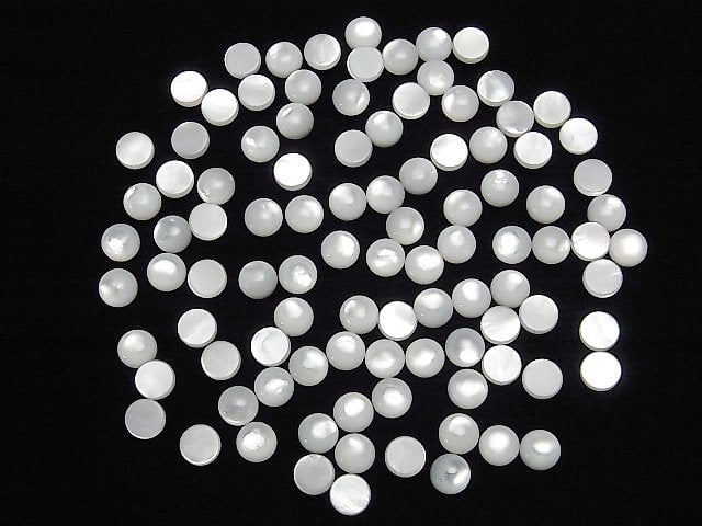 Hochwertige weiße Muschel (Silberlippen-Auster) AAA Runde Cabochon 5x5mm 5Stk
