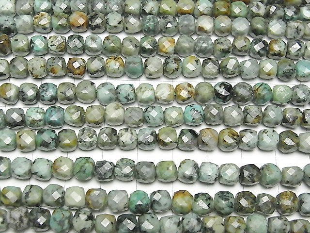 Hochwertig! Afrikanischer Türkis Würfelform 6x6x6mm Halbe oder 1 Strang Perlen (ca. 15 Zoll/37 cm)