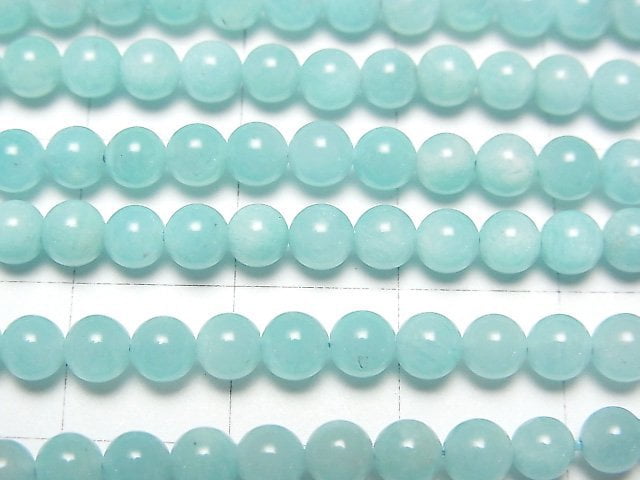 秘魯天河石 AAA 圓形 4mm 半串或 1 串珠子 (約 15 英寸/38 公分)
