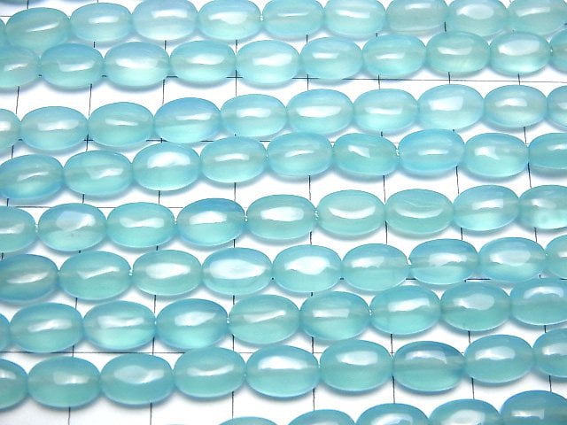 Meeresblauer Chalcedon AAA oval 9x6mm Halbe oder 1 Strang Perlen (ca. 15 Zoll/37 cm)