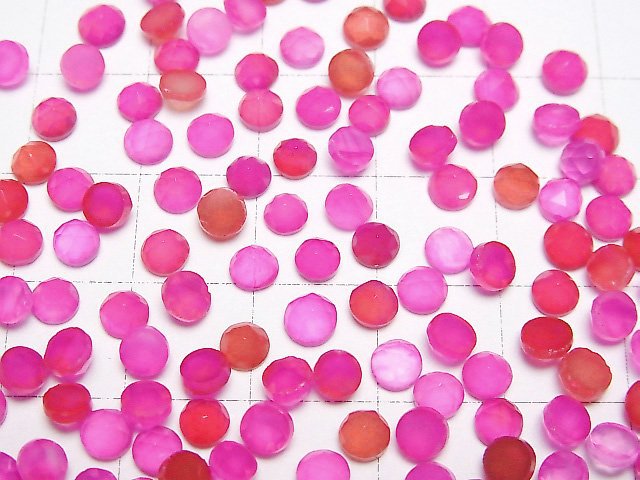 Fuchsia-pink Chalcedon AAA runder Cabochon Rose Cut 4x4mm 10 Stück