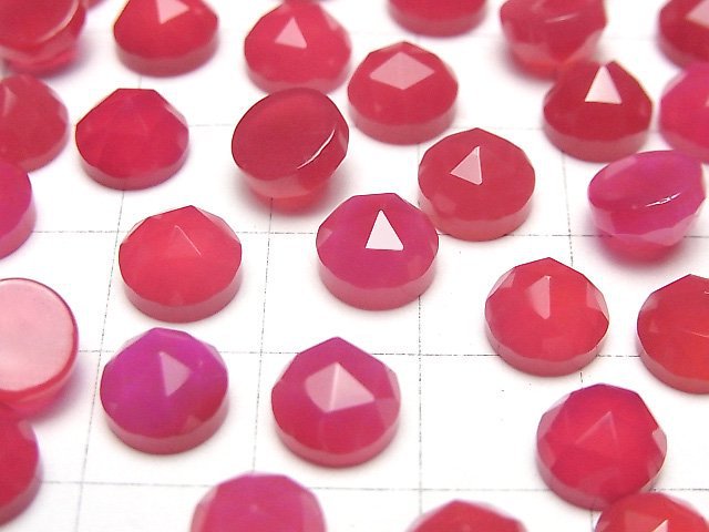 Fuchsia-pink Chalcedon AAA runder Cabochon Rose Cut 8x8mm 3 Stück