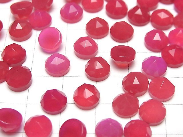 Fuchsia-pink Chalcedon AAA runder Cabochon Rose Cut 8x8mm 3 Stück