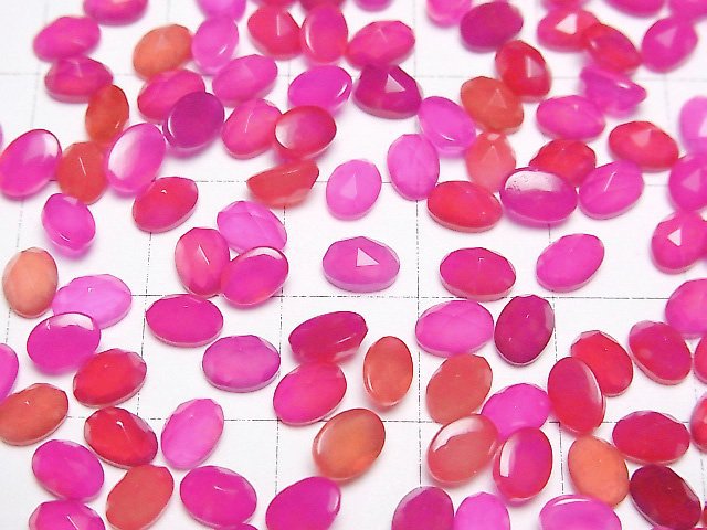 Fuchsia-pink Chalcedon AAA ovaler Cabochon Rose Cut 6x4mm 10 Stück