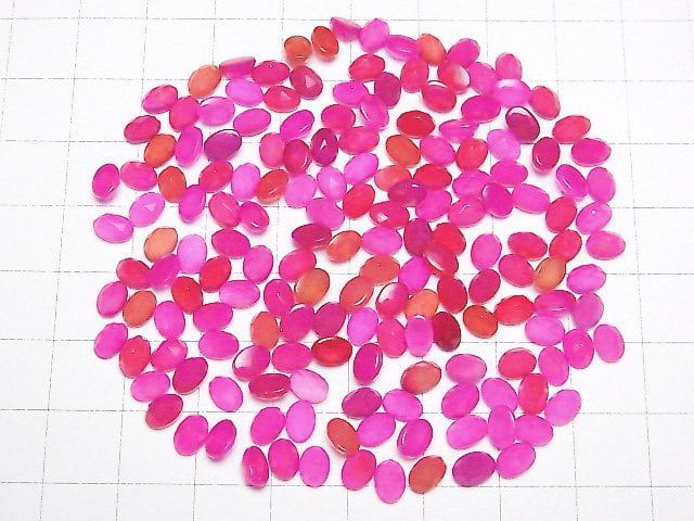 Fuchsia-pink Chalcedon AAA ovaler Cabochon Rose Cut 6x4mm 10 Stück