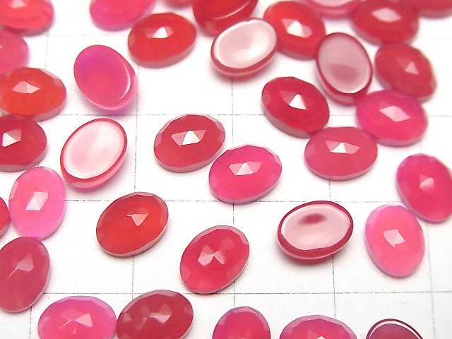 Fuchsia-pink Chalcedon AAA ovaler Cabochon Rose Cut 8x6mm 5 Stück