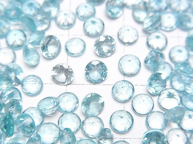 高品質磷灰石 AAA 散裝裸石 圓形刻面 4x4mm 5顆
