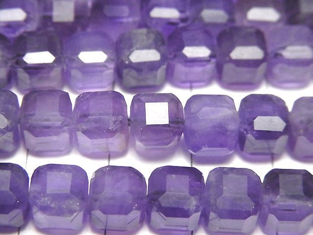 高品質! 紫水晶 AA+ 立方體 7x7x7mm 半串或 1 串珠子(約 15 英寸/38 公分)