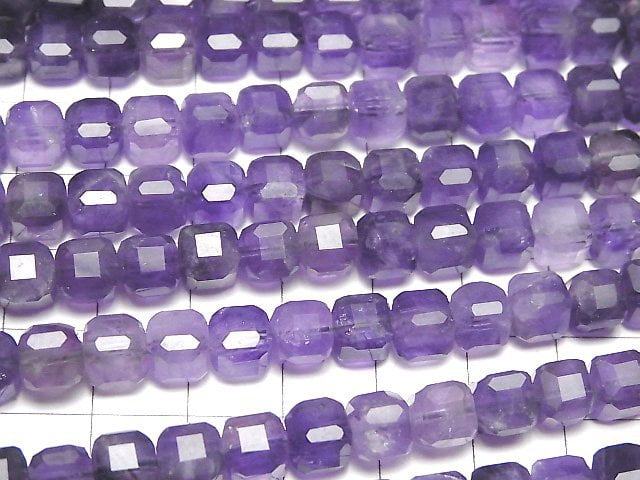 Hochwertig! Amethyst AA+ Würfelform 7x7x7mm halb oder 1 Strang Perlen (ca. 15 Zoll/38 cm)