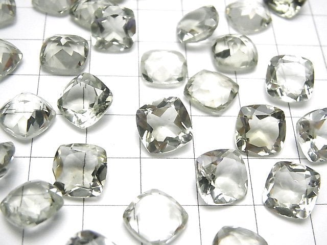 Hochwertiger grüner Amethyst AAA lose Steine quadratisch facettiert 10x10mm 2 Stück