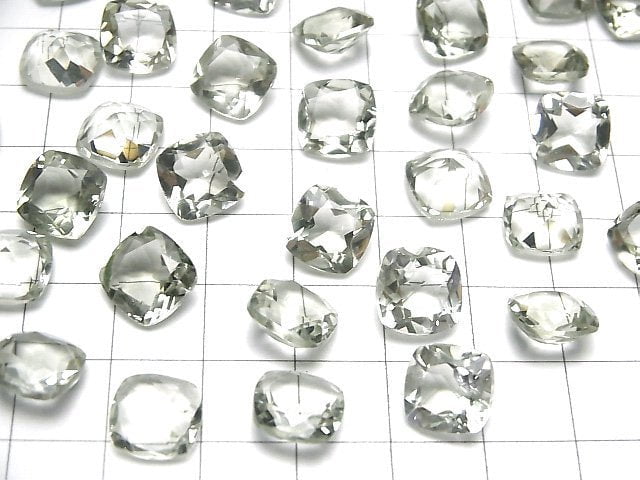 Hochwertiger grüner Amethyst AAA lose Steine quadratisch facettiert 10x10mm 2 Stück