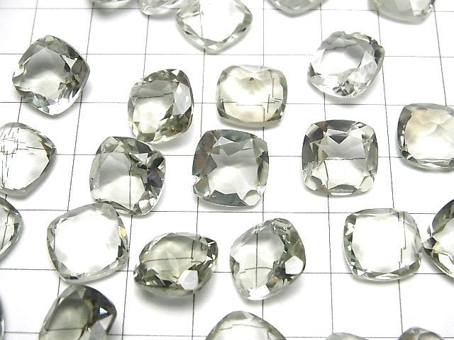 Hochwertiger grüner Amethyst AAA lose Steine quadratisch facettiert 12x12mm 2 Stück
