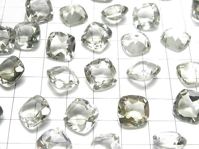 Hochwertiger grüner Amethyst AAA lose Steine quadratisch facettiert 12x12mm 2 Stück