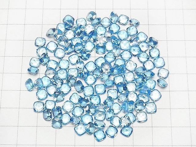 Hochwertiger Schweizer blauer Topas AAA lose Stein quadratisch facettiert 6x6mm 2 Stück