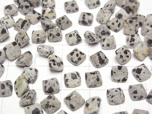 Dalmatiner-Jaspis Zuckerhut-Schliff 6x6mm 4 Stück