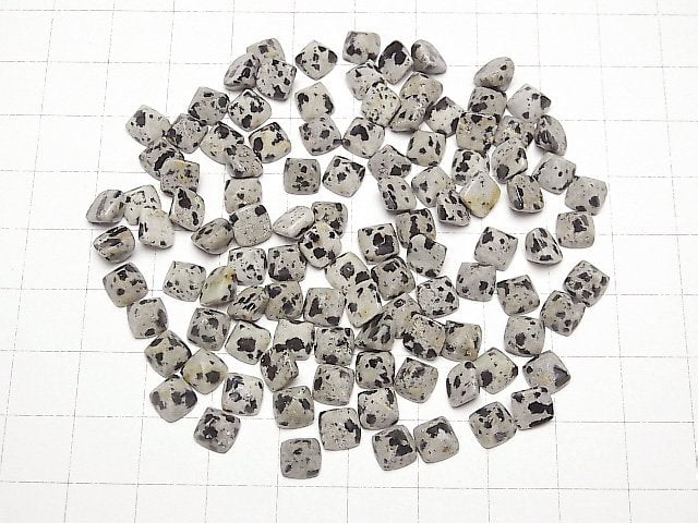 Dalmatiner-Jaspis Zuckerhut-Schliff 6x6mm 4 Stück