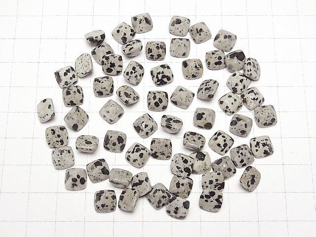 Dalmatiner-Jaspis Zuckerhut-Schliff 8x8mm 2 Stück