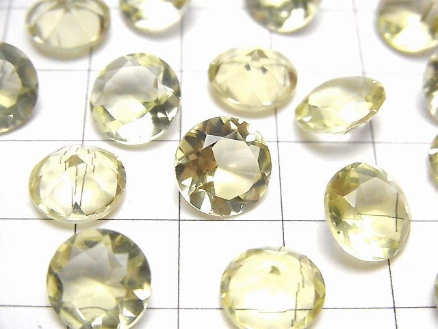 高品質檸檬石英 AAA 刻面圓形裸石 10x10mm 2顆