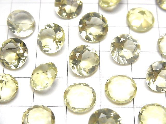 Hochwertiger Zitronenquarz AAA Lose Stein Rund Facettiert 10x10mm 2 Stück
