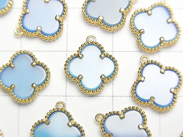 藍色玉髓 AAA 花朵吊飾 11x11mm 18KGP 1個