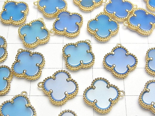 Blauer Chalcedon AAA Blumenanhänger 11x11mm 18KGP 1 Stück