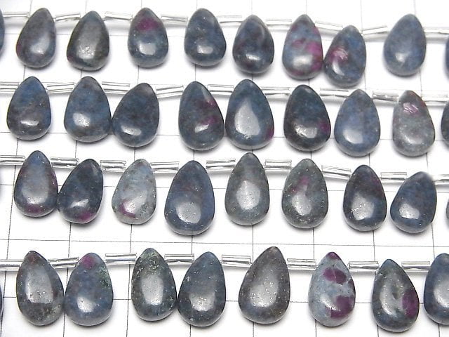 Rubin in Fuchsit AA++ Tropfenform (glatt) 1Strang Perlen (18 Stück)