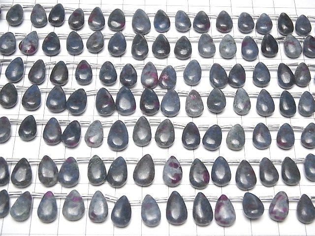 Rubin in Fuchsit AA++ Tropfenform (glatt) 1Strang Perlen (18 Stück)